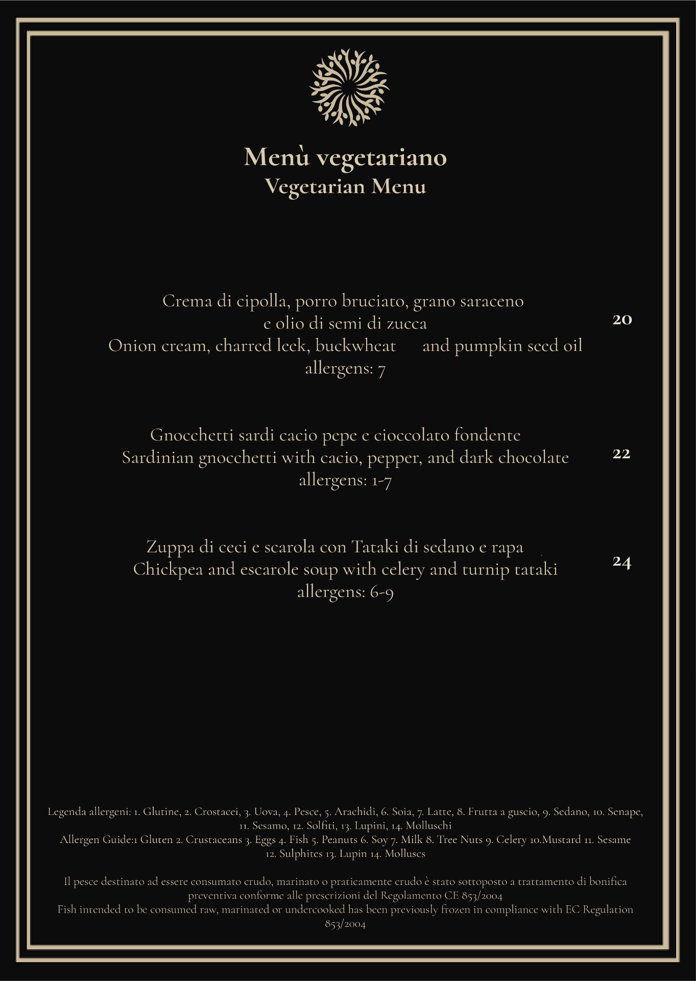 Menù Vegetariano