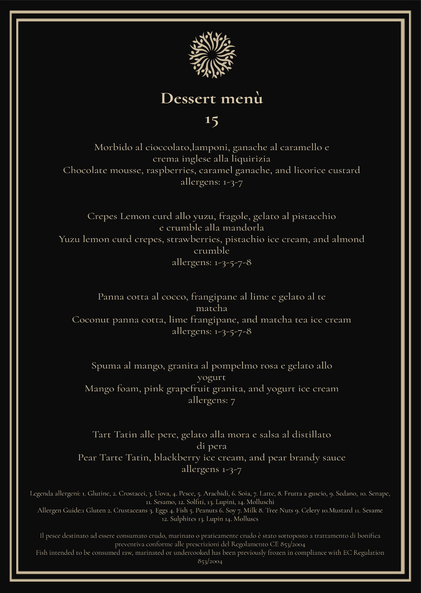 Dessert Menù